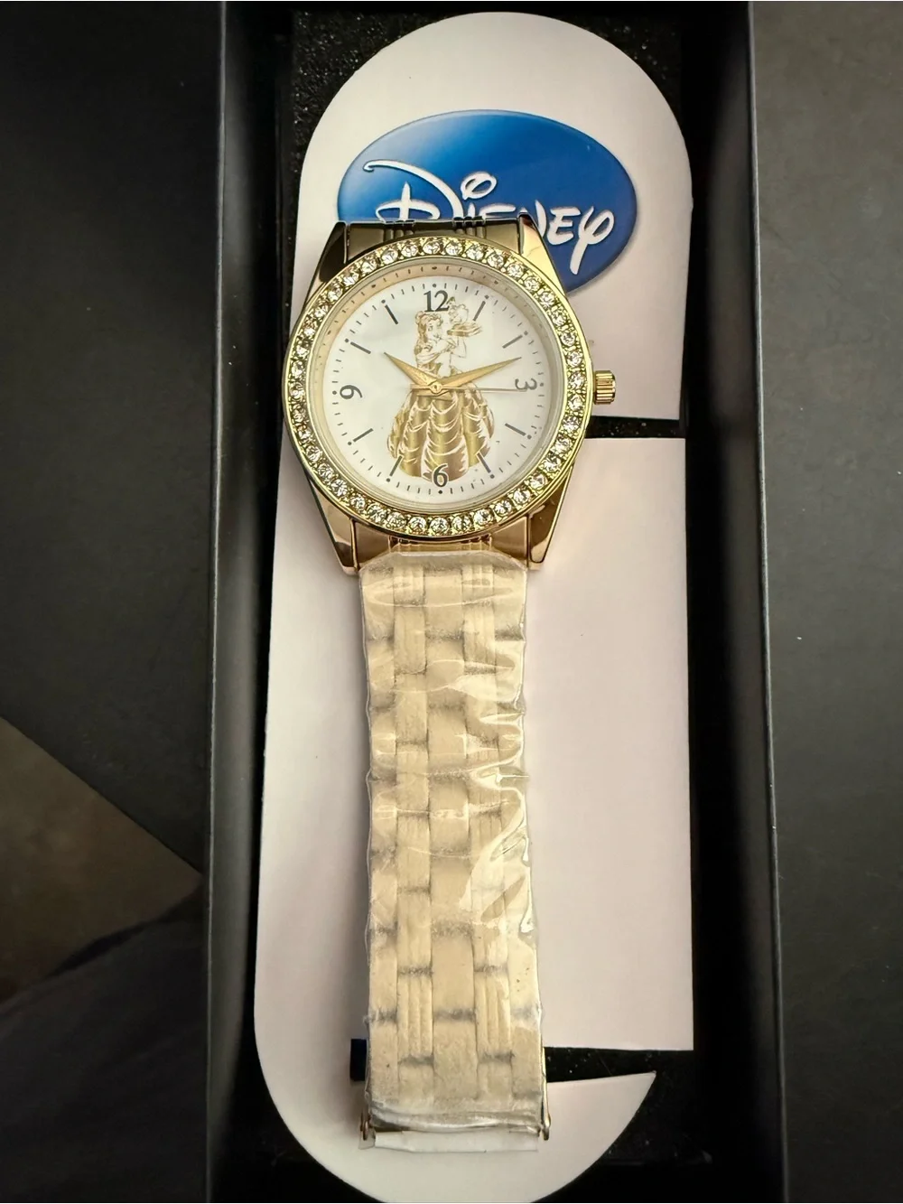 Disney Beauty and The Beast Gold-Tone Crystal Bezel Watch